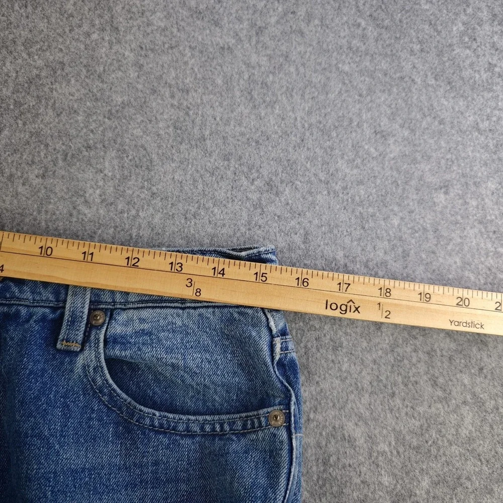 Lucky Brand High Rise Mom Jeans Drew 6/28 Ankle Blue Button Fly Denim Raw Hem